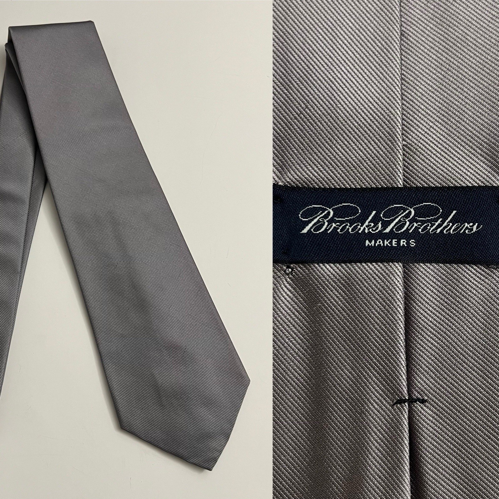 Brooks Brothers Makers USA Solid Silver Gray Silk… - image 1