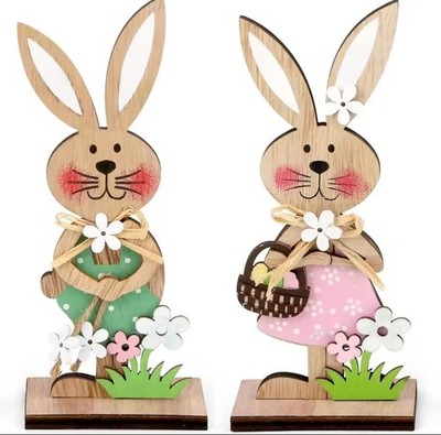 Ostern Holz stehender Hase, Frühlingsfest Tischschmuck, Ostern Party Deko