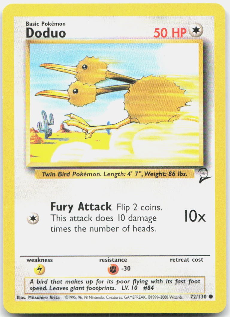 Doduo 72/130 Common Base Set 2 Pokemon Lightly Played