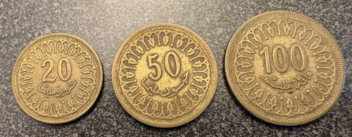 Tunisia Set of 3 coins - 20 Millim, 50 Millim, 100 Millim - 1380 (1960)