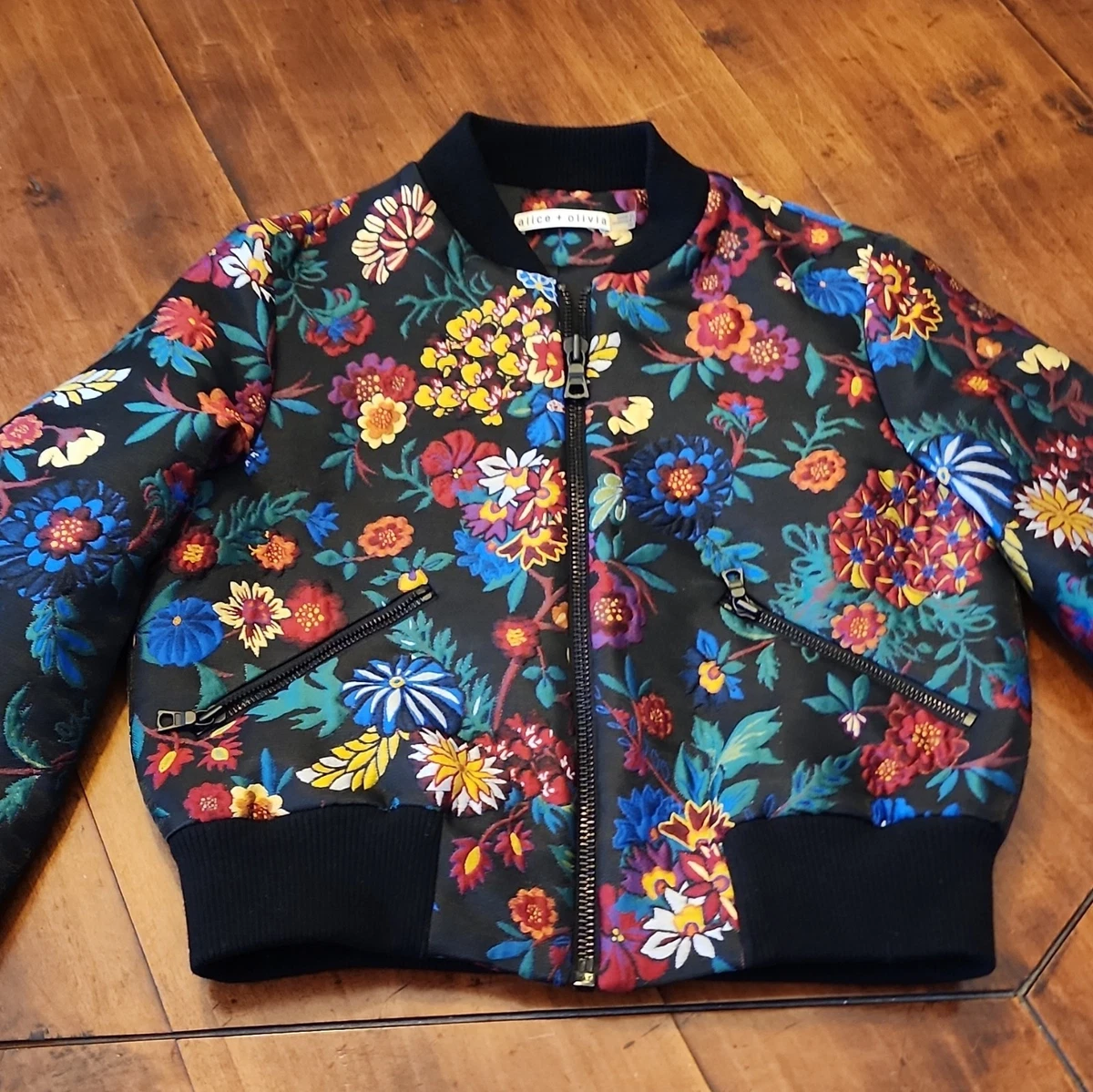 Alice + Olivia Black Floral Coats, Jackets & Vests for Women for