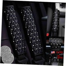 4PCS Black Leather Bling Car Seatbelt Strap Covers for Women - B-Crystal 4.2