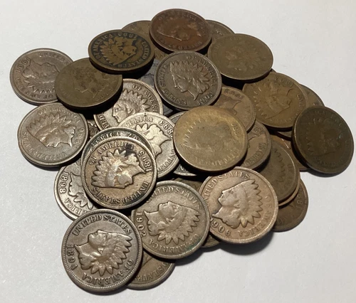 Lot of 37 Indian Head Pennies. 1859-1909, 1C,G-EF grade! Bulk value Indian Cents