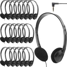 20 Pack Black Classroom Kids Headphones on Ear Over The Head Earphones