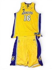 Los Angeles Lakers #16 Pau Gasol 2009 Finals Adidas Swingman Jersey + Shorts XXL