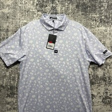 Bad Birdie Core Polo Mens Medium Baby Lush Performance Stretch Lavender Floral