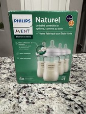 Philips Avent Natural Glass Baby Bottles Medium Flow, Flow 3 , 8oz, 4-Pack