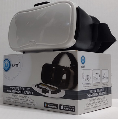 Onn Virtual Reality VR Headset Goggles White Fits Most Smartphones up to 6'' NEW