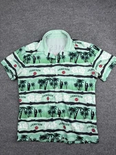 Jameson Shirt Mens Extra Large Green Hawaiian Aloha Floral Palm Tree Promo