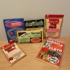 Lot of 6 Vintage NOS Dust Cloths Polish Miracle Cloth Tidy Wipes Many Brands