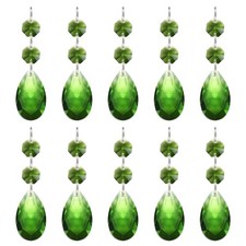 Teardrop Crystal Chandelier, 10 Pack 85mm Length Prisms Part, Green