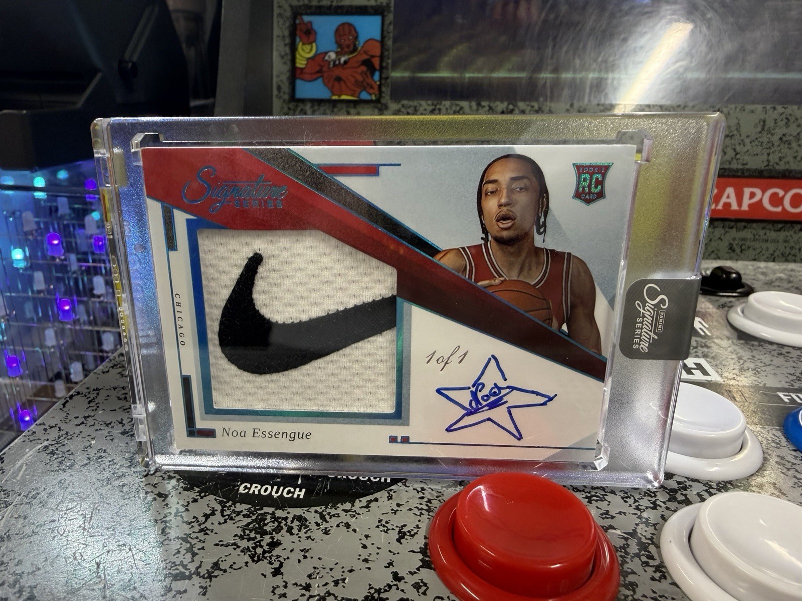 2025 Panini Signature Series Noa Essengue 1/1 Nike Swoosh Doodle Auto Rookie RC view 9