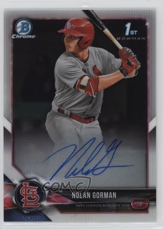2018 Bowman Draft Chrome Draft Pick Nolan Gorman #CDA-NG Auto 08h7