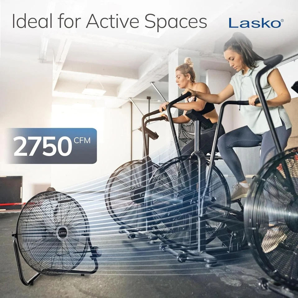 Ventilador de montaje en pared Lasko 20" negro de alta velocidad con cabezal pivotante - 3 velocidades, idea Foto 4 de 4