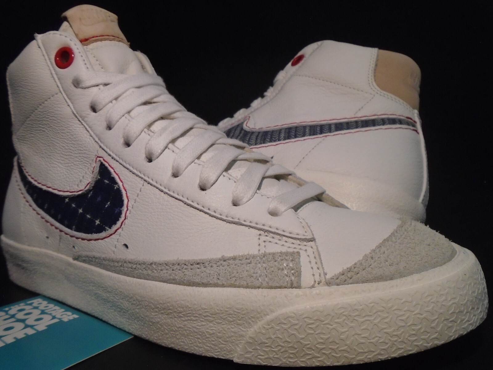 OFF WHITE X NIKE NIKE SB DUNK BLAZER MID 77 DNHM DENHAM DENIM VELA OFF BIANCO BLU NAVY ROSSO 9