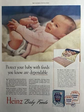 Heinz Baby Foods Cereal Pre Cooked Dependable Delicious Junior VTG Print Ad 1947