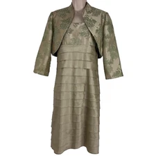 Jessica Howard Pencil Dress Womens Size 10 Sleeveless Jacquard 2-Pc. Crop Jacket