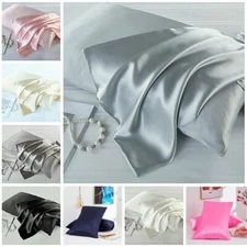 US Satin Silk Pillowcase Pillow Case Cover Standard King Queen Cushion Cover NEW
