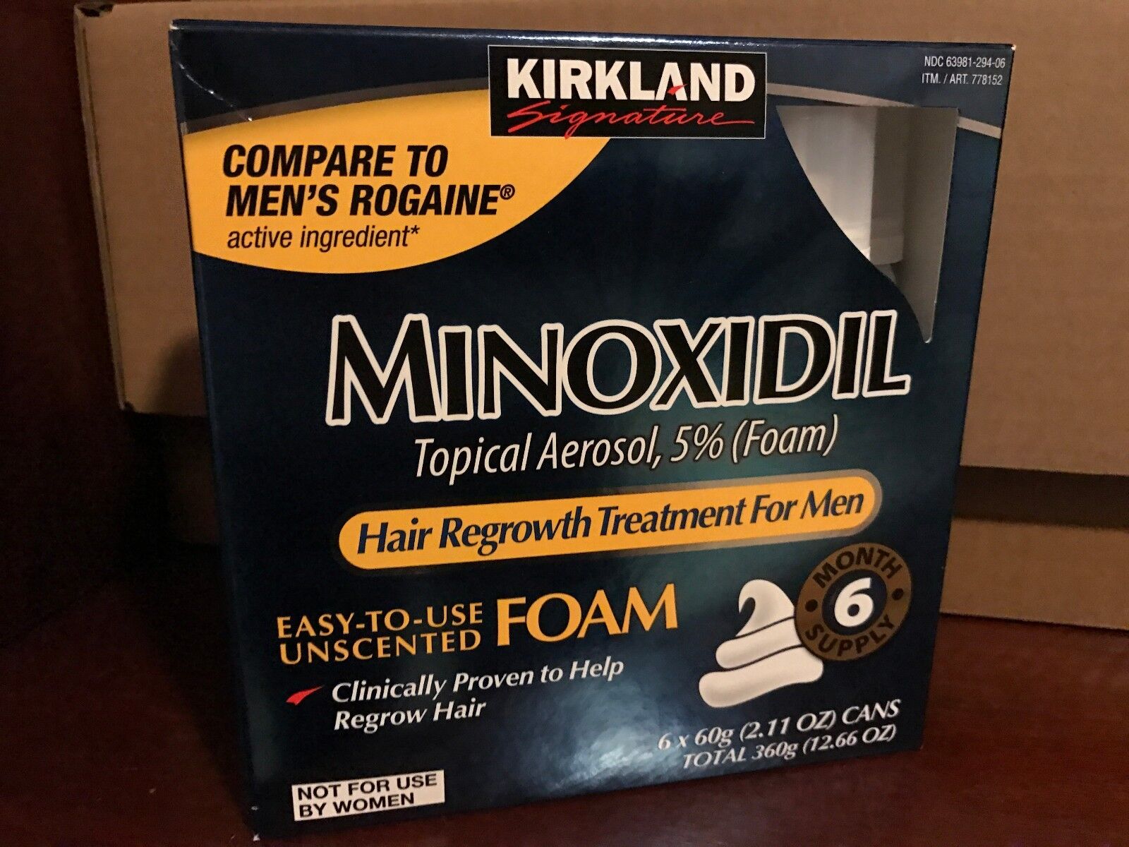 Kirkland Hair Regrowth Treatment 5% Minoxidil Foam for Men - 6 Months Supply