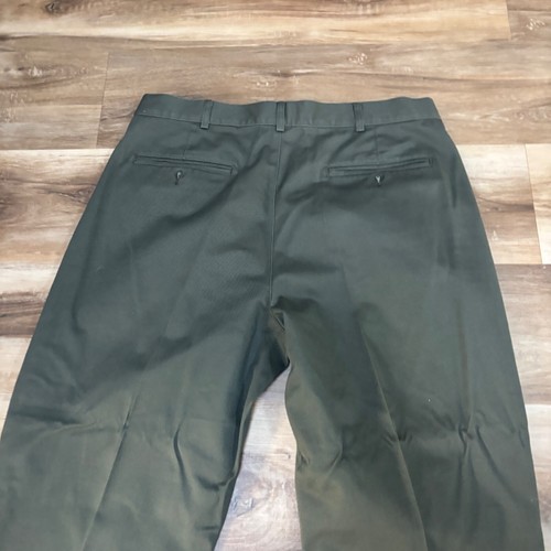 Lands' End Pants Mens 34 x 32 Army Green Cotton Pleated Cuffed - Picture 9 of 10