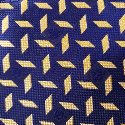 Jun Ashida Mens Necktie Blue Yellow Geometric Pattern Luxury Formal Wear