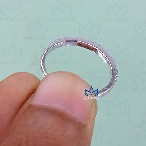 Round Cut G-H VS/SI Lab Grown Diamond Eternity Wedding Band Solid 14K White Gold - Picture 4 of 11