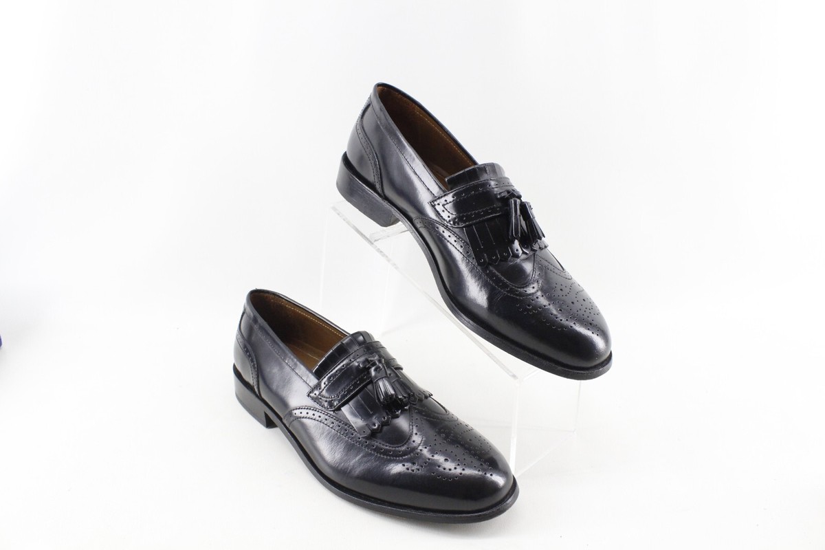 Florsheim Kiltie Tassel Wingtip Loafers Mens Size 8.5D Black Dress Shoes Vtg NEW Florsheim Leather Wingtip Kiltie Tassel Loafer Men main image 3