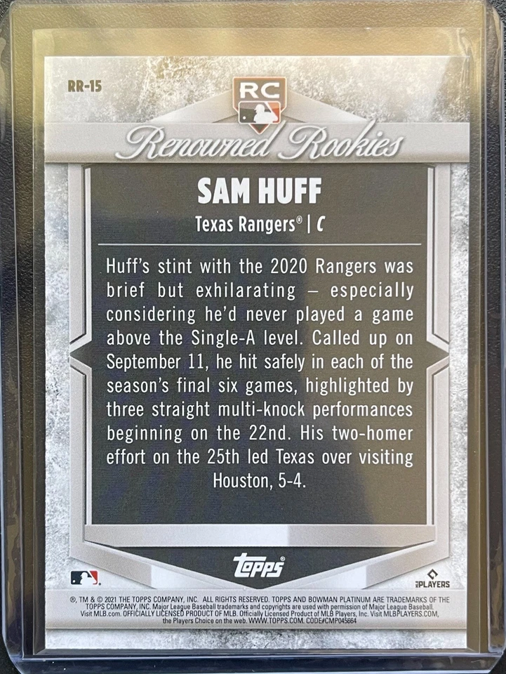 2021 Bowman Platinum Renowned Rookies Sam Huff - Image 2 of 2