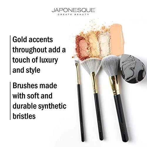 Pack de 2 brochas y esponja japonesas de 5 piezas para maquillaje cosmético Foto 4 de 4