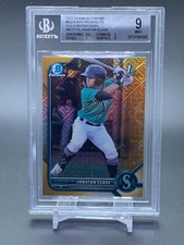 2022 Bowman Chrome Mega Box Gold Refractor BCP118 JONATAN CLASE Mint RC BGS 9