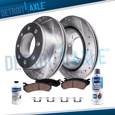 Rear Drilled Slotted Rotors Brake Pads for Ford F-250 F-350 Super Duty Excursion