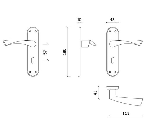 Winged Internal Chrome Door Handles on Backplate - Brushed Chrome Finish - Picture 3 of 10