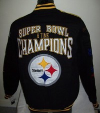 PITTSBURGH STEELERS Jacket 6 TME NFL SUPER BOWL CHAMPIONSHIP Cotton BLACK SMALL
