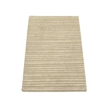 2' x 3' Beige Modern Stripe Design Hand Loomed Wool and Silk Mat Rug R80417