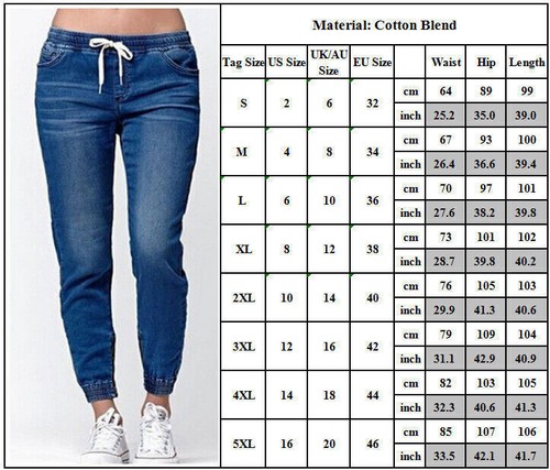 Damen Denim Jogginghose Skinny Treggings Jogger Jeans Elastisch Taille*Hüftjeans - Bild 4 von 18