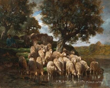 Flock of sheep classical Oil Painting Wall Decor Giclee Printed on Canvas P226