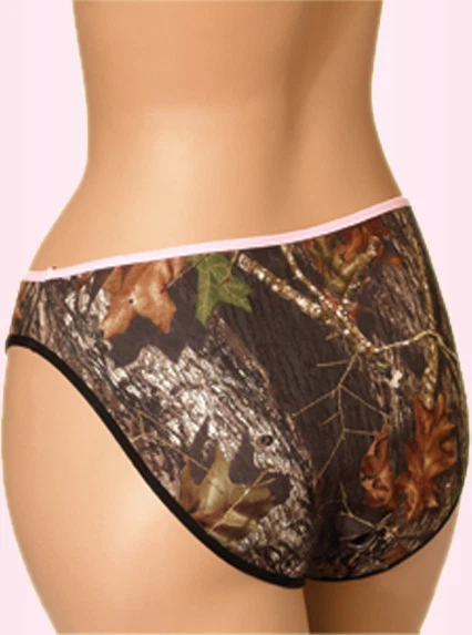 Mossy Oak Camo Panties, Camouflage Panty Lingerie Underwear Pink Trim