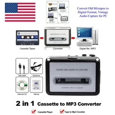 Portable Cassette to MP3 Converter Recorder, USB Walkman Tape Player for PC