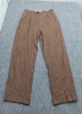 Daniel Cremieux Linen Pants Mens 36x34 Brown Pleated Cuffed Fine Italian Fabric