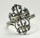 Vintage Ornate Gothic Cross Religious Sterling Silver .925 Ring Size 7 JC Maker
