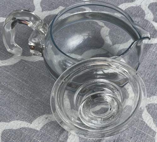 Vintage PYREX Flameware Stovetop Teapot & Lid Clear Glass Kettle