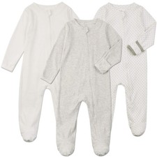 Baby Footie Pajamas with Mittens - 3Pcs Infant Cotton Footed Piece Sleepwear ...