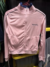 Juicy Couture Women's Pink Velour Juicy Anyone Graphic Zip Track Jacket Sz S
