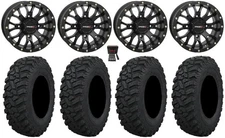 System 3 ST-3 14" Wheels Black 29" Trekker Tires Honda Pioneer 1000 / Talon