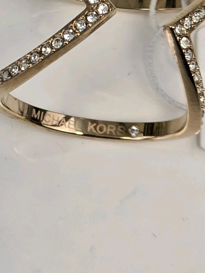 Michael Kors Brilliance Gold Plated Pavé Open Arrow Ring Size 8 New - Image 3 of 4