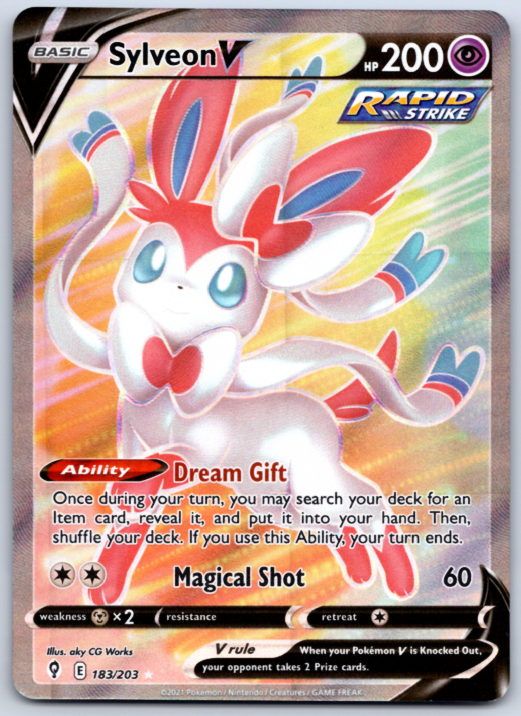 Sylveon V (Full Art) SWSH07: Evolving Skies Holo NM Ultra Rare 183/203