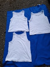 GEORGE□Girls White Vests  Lace Neckline A Ribbon On Neckline Bundle Of 3 8-9yrs