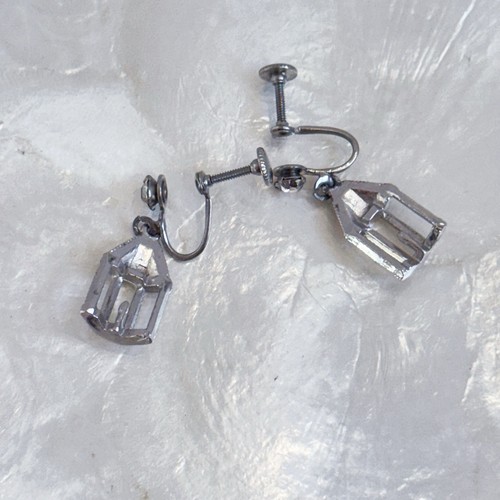 Vtg Silver Tone Rhinestone Lantern Dangle Earrings Fun Unique - Picture 5 of 7