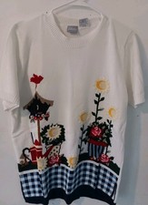 Blair 90s Vintage Womens Sweater Medium Bird Houses Flowers