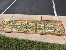 Vintage Hand Painted Ethiopian Folk Art Tapestry Sheba & Solomon Large 9&rsquo; 6&rdquo;